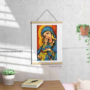 Blessed Mother Mary and Jesus child of God artwork, modern Christian art image 5