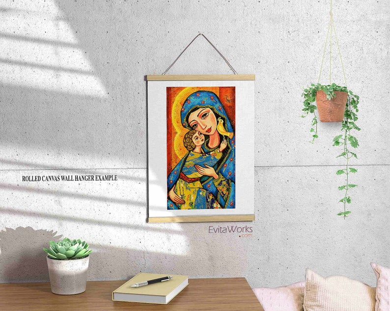 Blessed Mother Mary and Jesus child of God artwork, modern Christian art image 5