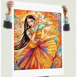 Indian classic dancer artwork, Bharatanatyam Arangetram mudra hands image 3