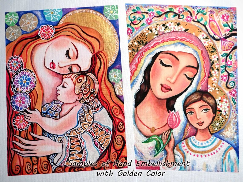 Madonna and Child artwork, modern Christian art wall decor, divine feminine image 7