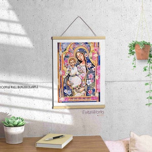 Panagia Eleousa, Mary and Jesus, child of God artwork, modern Christian art image 5