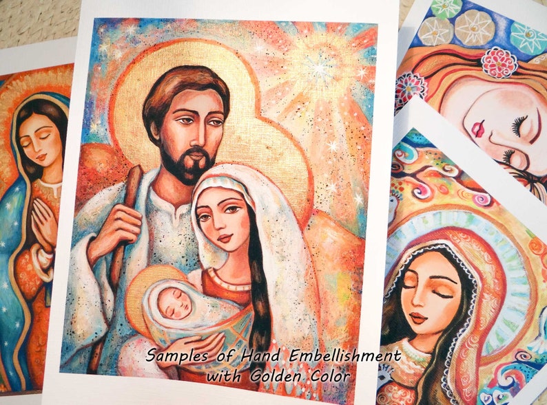 The Prayer of Blessed Mother Mary, print on natural wooden block icon, modern Christian art decor image 4