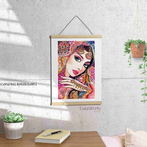 Indian bride jewelry artwork, exotic desi hindu, boho ethnic portrait image 5