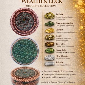 Wealth Luck Orgonite Flower of Life Prosperity Crystal Green Aventurine Abundance Energy Manifestation Decor