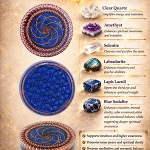 Spiritual Growth Orgonite Flower of Life Intuition Crystal Third Eye Energy Healing Meditation Awareness Decor