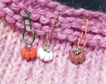 Autumnal Pumpkin Stitch Markers: Yarn Pins for Knitting & Crochet Lovers Gift Set