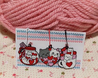 Whimsical Cat-in-Cup Stitch Markers: Adorable Knitting & Crochet Accessories for Crafters