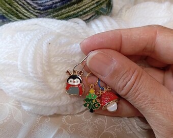 Festive Knitting & Crochet Stitch Markers Set: Holiday Themed Charms for Yarn Crafters
