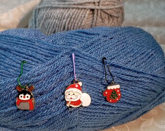 Christmas Gift Set for Knitters Crochet Lovers - Stitch Markers Charms Progress Keepers Yarn Craft Supplies