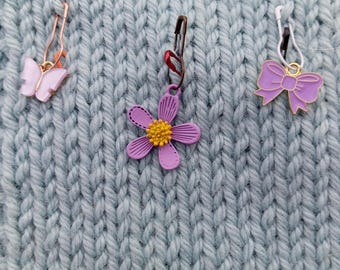 Colorful Knitting & Crochet Stitch Markers Set: Purple Progress Keepers for Yarn Projects