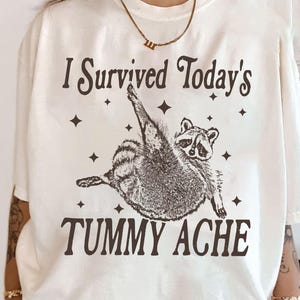 I Survived Today&#39;s Tummy Ache Shirt, Funny Raccoon Shirt, Raccoon Shirt, Meme Shirt, Silly Raccoon Shirt, Sarcastic Shirt, Funny Mom Shirt