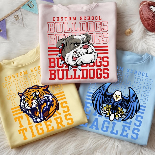 Custom Mascot School Spirit Shirts, School Mascot Tees, Team Spirit, School Spirit, Game Day, High School Spirit, Sports Team Mascot Shirt