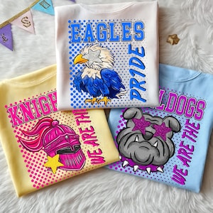 Custom Mascot Colorful Preppy Sports Spirit Team Shirt, Back To School Shirt, School Mascot Shirt, Game Day Shirt, School Team Mascot Tee
