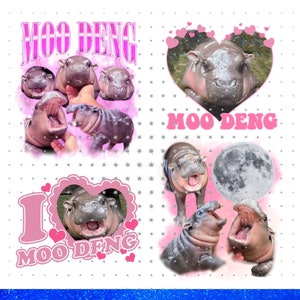 Moo Deng Png Bundle, Cute Baby Hippo Moo Deng Bouncy Pig in Thai Hippopotamus, Hippo Lover, Pygmy Hippo Moo Deng Png, Funny Hippo Png