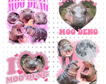 Moo Deng Png Bundle, Cute Baby Hippo Moo Deng Bouncy Pig in Thai Hippopotamus, Hippo Lover, Pygmy Hippo Moo Deng Png, Funny Hippo Png