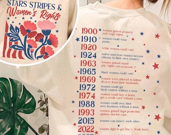 Maglietta a stelle e strisce e diritti delle donne, maglietta per il Giorno dell'Indipendenza, maglietta femminista, maglietta per la giustizia sociale, regalo per donne patriottiche, maglietta per la parità dei diritti