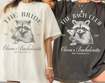 The Bach Club Bachelorette Shirts, Custom Location And Name Bachelorette Party Shirt,  Luxury Bachelorette Tees, Raccoon Wedding Party Shirt