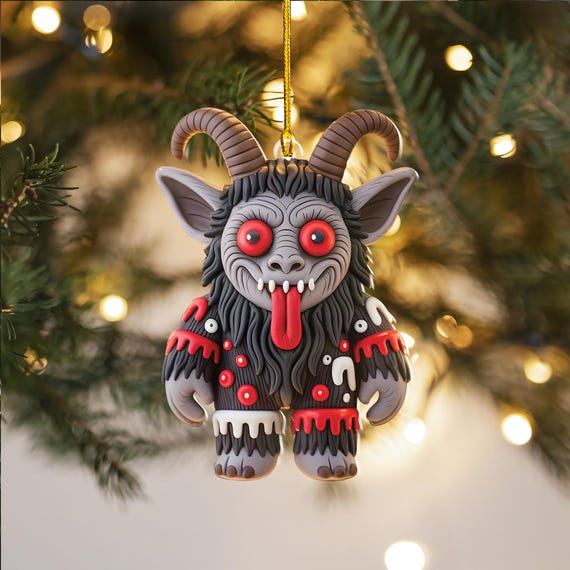 Krampus Ornament 2D, Creepy Christmas Decor, Gothic Holiday Ornament, Horror Xmas Gift, Monster Cookie Ornament, Krampus Gifts For Christmas