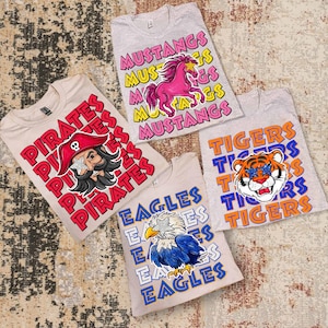 Custom Preppy Colorful Mascot Shirt, College Mascot Game Day, School Spirit Mascot, Mascot Football Shirt, Favorite Sports Team