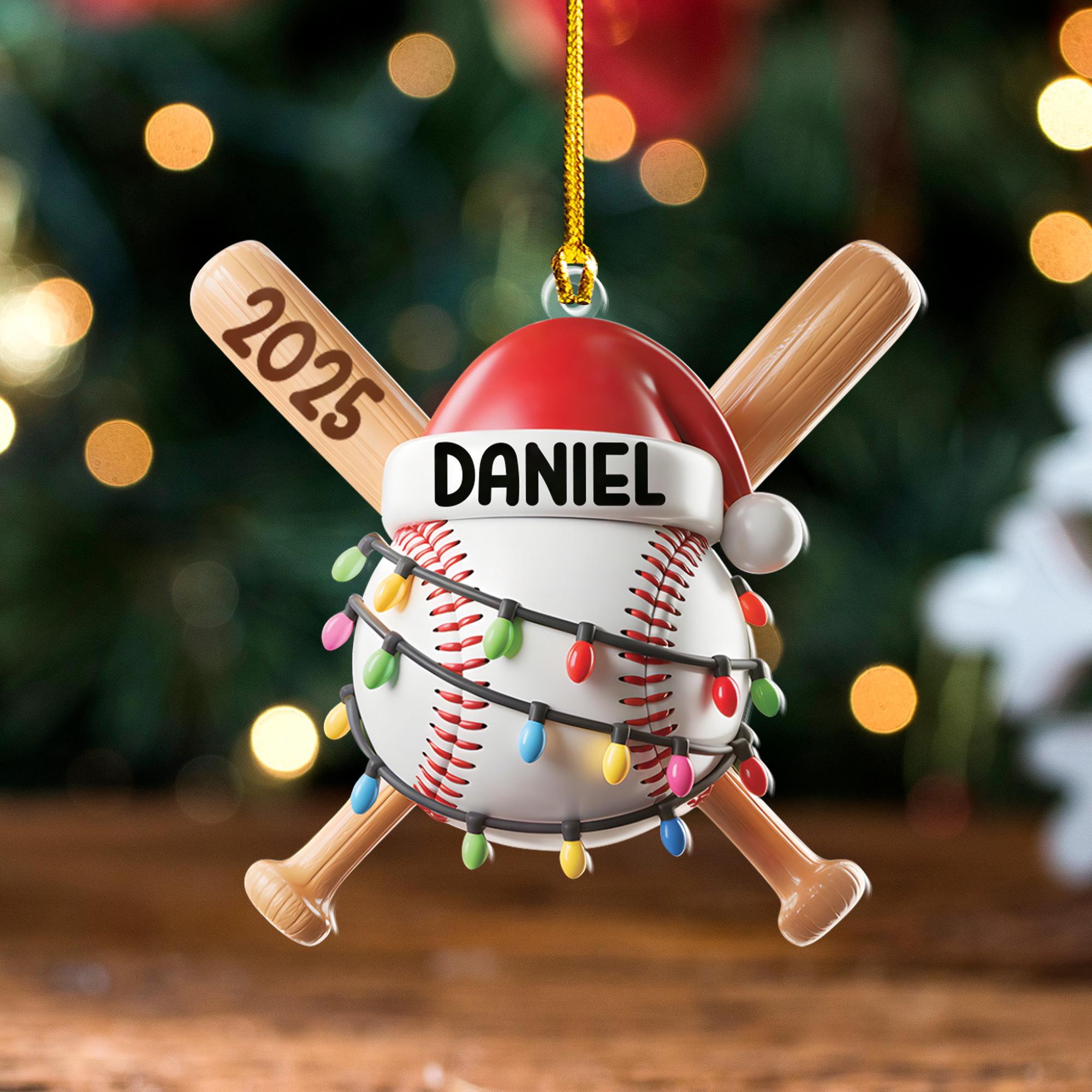 Discover Personalized Baseball Christmas Ornament 2025, Custom Name Baseball Player, Sports Coach Gift, Baseball Tree Decor Holiday Gift