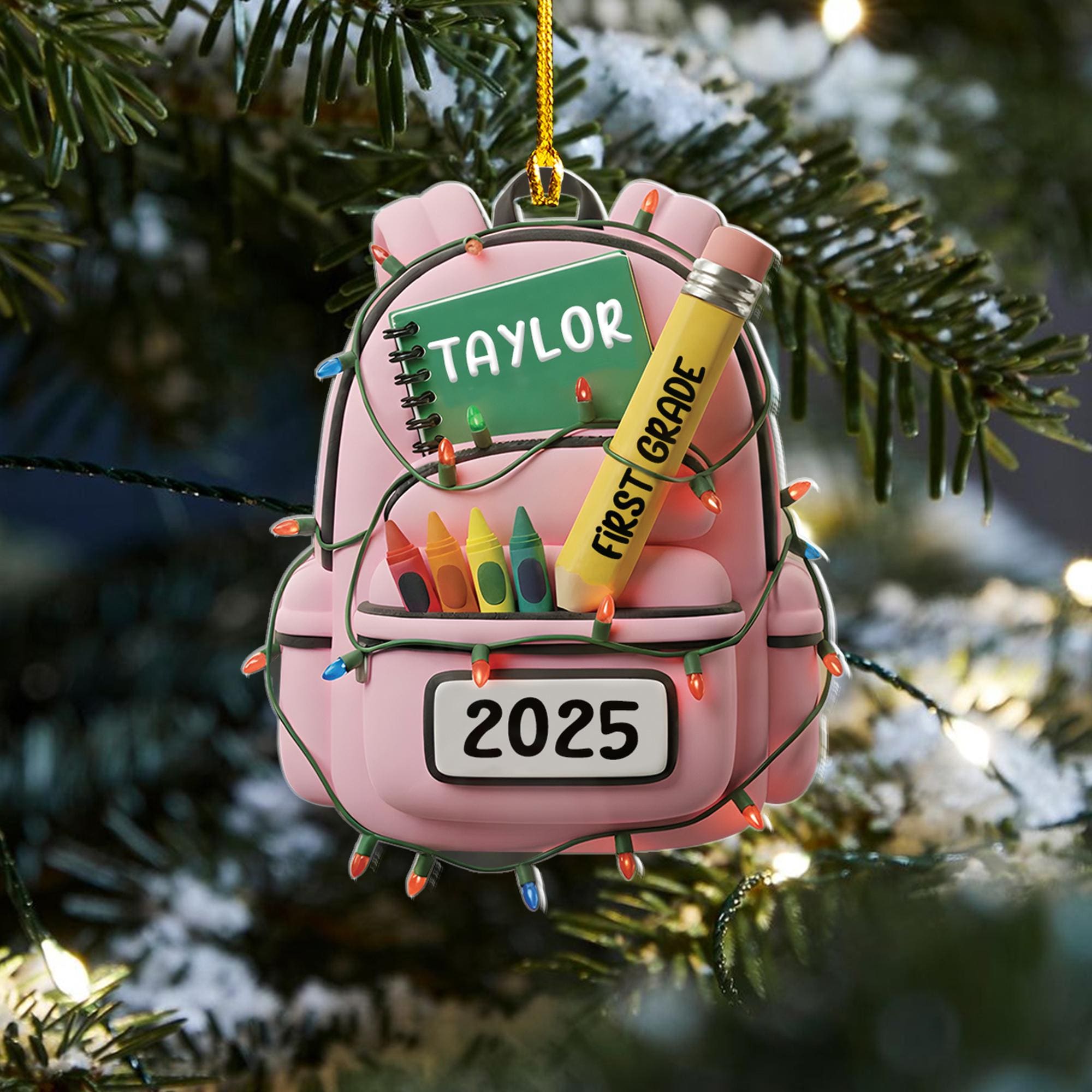 Discover Personalized Kids School Backpack Ornament 2025, Custom Christmas & Graduation Decoration, Back to School Gift for Kids & Teachers