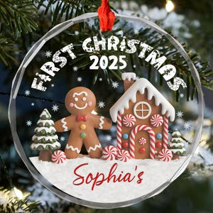 Personalized Baby’s First Christmas Ornament 2025, Custom Gingerbread House Ornament, Newborn Keepsake Gift, Baby Name Christmas Tree Decor