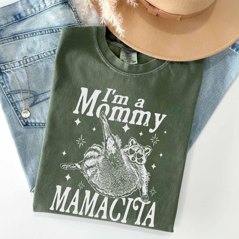 Comfort Colors® I'm A Mommy Mamacita Raccoon Shirt, Mom To Be Shirt, Funny Raccoon Tee, Pregnancy Shirt, Baby Announcement Tee, Gift For Mom