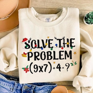 Lös problemet-jultröja, rolig mattelärarskjorta, julklapp för lärare, jultröja för klassrummet, julskoloutfit