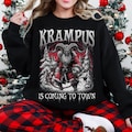 Krampus Is Coming To Town Sweatshirt, Gothic Christmas Shirt, Horror Holiday Sweater, Dark Xmas Gift, Scary Santa Sweatshirt Metal Christmas product logo