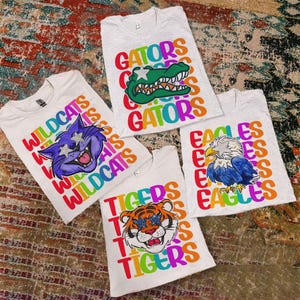 Custom Preppy Neon Mascot Shirts, Favorite Team Shirt, School Spirit Shirt, Matching Team Shirt, Homecoming Mascot Color Tee, Custom Colors