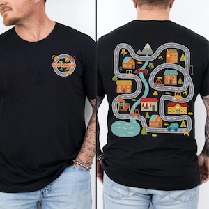 Play Car Race On Dad's T-shirt, Mat Road Car Race Track T-Shirt, Dad Mom Father's Day Family Gift, Playmat TShirt, Daddy's Birthday Present