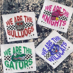 Custom Mascot Checkerboard Shirt, We Are Mascot School Name Shirt, Favorite Team TShirt, Custom Mascot Retro Shirt, Mascot Pennants Team Tee