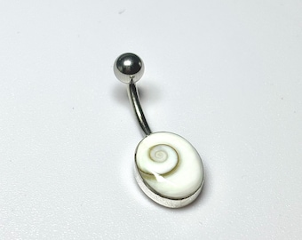 Piercing para el ombligo con ojo de Shiva / Piercing de concha natural / Joyería minimalista de la suerte