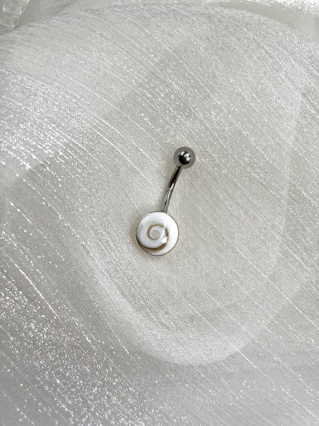 Belly Shell White Spiral Shell Belly Ring, Beach Style Belly Button Piercing ...