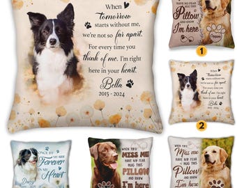 Custom Dog Pillow from photo, Personalized Pet Memorial Pillow with Photo, Dog Memorial, Dog Mom gift, Dog Passing Away Gifts Personalized
