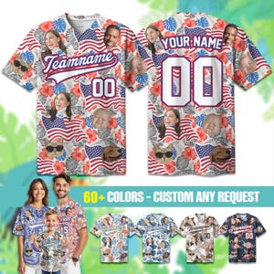 Personalized Hawaii Floral Baseball Jersey for Men Women Youth Kid Custom Name Number Logo Jersey Bachelor Party Shirt Patriotic Jersey