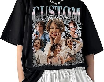 Custom Your Own Bootleg Shirt Name Photo For Adults Personalized Retro Bootleg Rap Shirt with Face for Boyfriend Girlfriend Valentine Gift