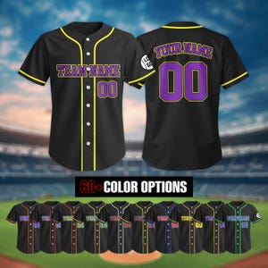 Custom Team Name Number Baseball Black Jersey For Men Women Youth Kid, Game Day Outfit, Baseball Jersey Uniform Team Matching, Retro Jersey