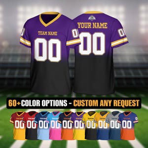 Personalized Gradient Football Jersey, Custom Team Name Number Football Shirts Matching Sports Uniform, Gift for Men Women Youth Kids Fan