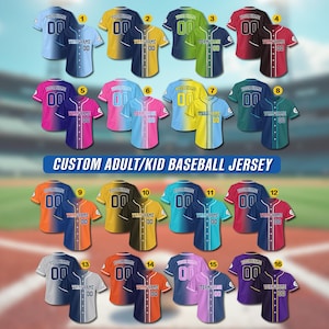 Custom Baseball Jersey With Number Logo for Men Women Youth Kid, Custom Name & Number Gradient Color Jersey, Gradient Baseball Jersey Gift