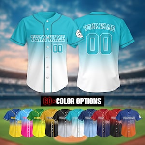 Benutzerdefiniertes Baseballtrikot mit Nummernlogo für Männer, Frauen, Jugend, Kind, benutzerdefinierter Name & Nummer Farbverlauf Jersey, Farbverlaufs-Baseball-Jersey Geschenk