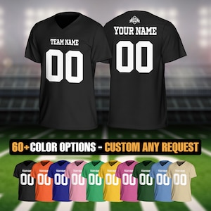 Personalized Black Football Jersey for Men Women Youth Kid, Custom Football Shirts Matching Sports Uniform, Football Lover Birthday Gift