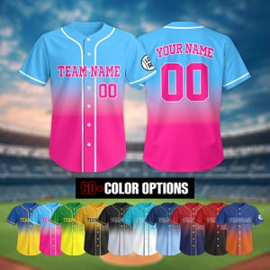 Benutzerdefiniertes Baseballtrikot mit Nummernlogo für Männer, Frauen, Jugend, Kind, benutzerdefinierter Name & Nummer Farbverlauf Jersey, Farbverlaufs-Baseball-Jersey Geschenk