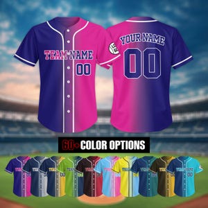 Benutzerdefiniertes Baseballtrikot mit Nummernlogo für Männer, Frauen, Jugend, Kind, benutzerdefinierter Name & Nummer Farbverlauf Jersey, Farbverlaufs-Baseball-Jersey Geschenk