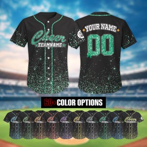 Custom Glitter Baseball Jersey with Team Name Number for Adult Kid, Faux Cheer Glitter Jersey, Personalized Team Group Matching Jersey