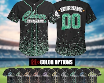 Custom Glitter Baseball Jersey with Team Name Number for Adult Kid, Faux Cheer Glitter Jersey, Personalized Team Group Matching Jersey