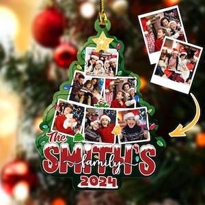 Customized Photo Family Tree Christmas Ornament, Acrylic Christmas Ornaments 2024 Family Christmas Decoration Gifts for Family & Loved Ones