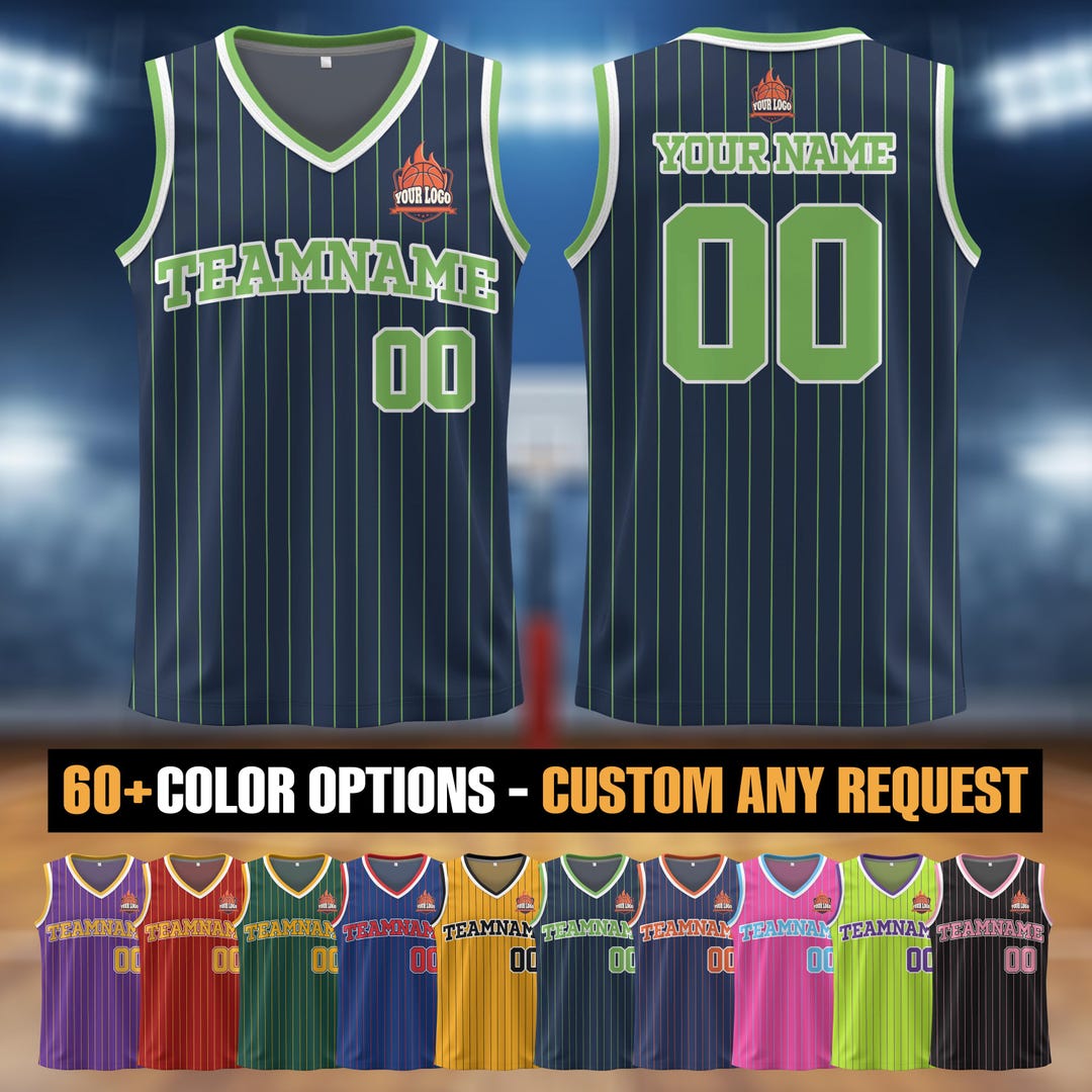 Personalized Pinstripe Basketball Jersey Team Name Number