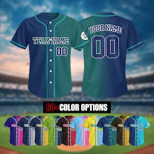 Benutzerdefiniertes Baseballtrikot mit Nummernlogo für Männer, Frauen, Jugend, Kind, benutzerdefinierter Name & Nummer Farbverlauf Jersey, Farbverlaufs-Baseball-Jersey Geschenk