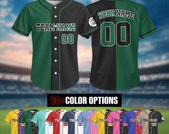 Personalized Split Color Name Number Baseball Jersey, Custom Baseball Jersey For Men Women Youth Kid, Baseball Lover Gift Team Couple Jersey